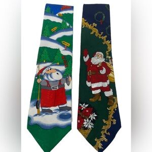 2 Men Happy Holiday Neck Ties by MMG -Christmas Designs
